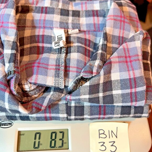 Loobies Story Flannel Shirt Womens S Light Blue Black Sequined Deep V-Neck - Picture 11 of 11